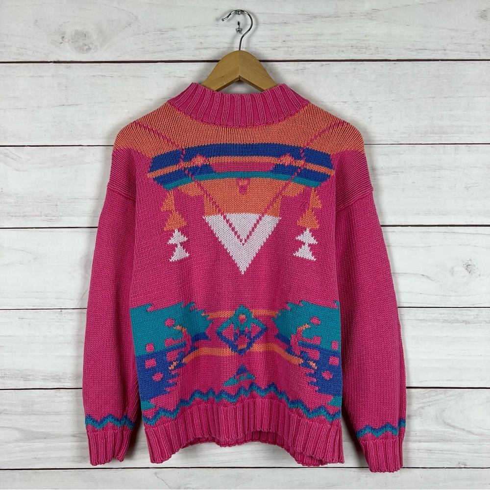 Vintage NUOVO Aztec Cotton/Ramie Sweater Fits Like Medium